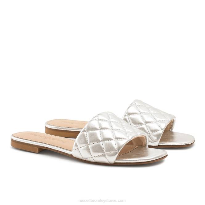 נשים quiltmule פרד שטוח קווילט כסף 0X82397 Russell And Bromley