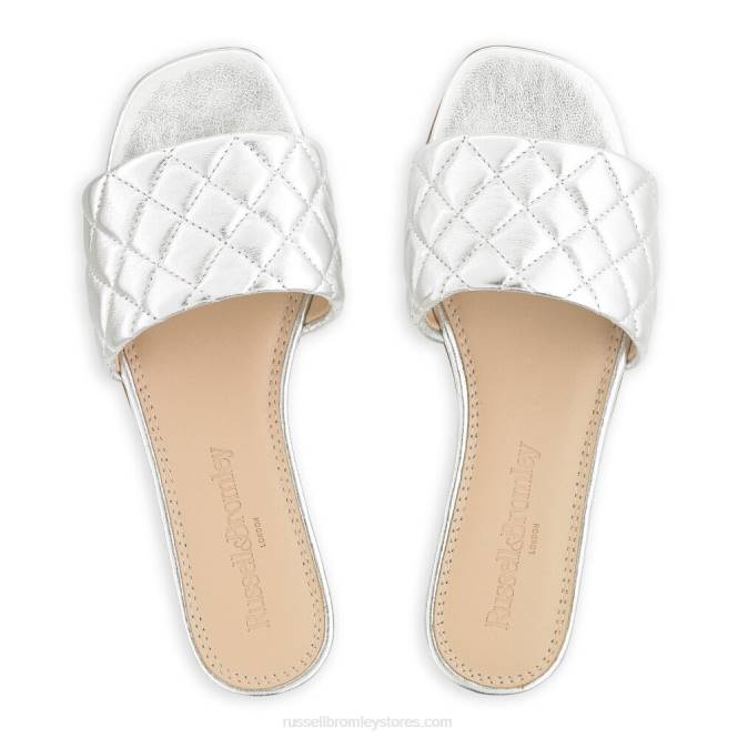 נשים quiltmule פרד שטוח קווילט כסף 0X82397 Russell And Bromley