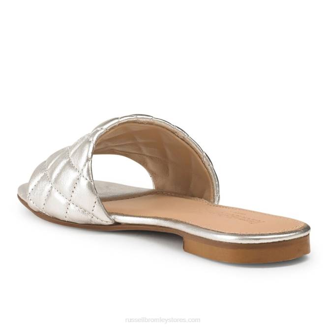 נשים quiltmule פרד שטוח קווילט כסף 0X82397 Russell And Bromley