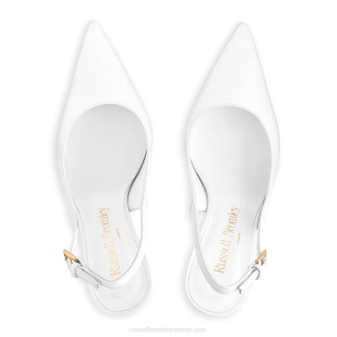 נשים משאבת נקודת slingback נקודתית לבן 0X82190 Russell And Bromley